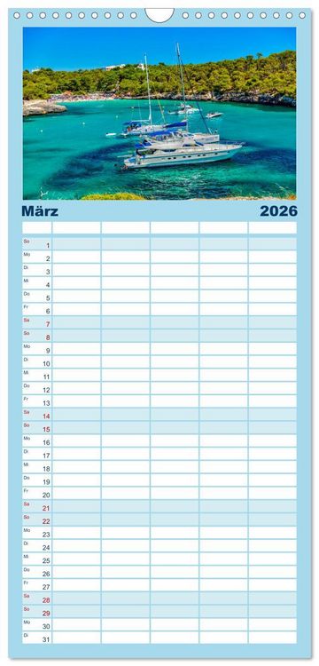 Produktbild: Familienplaner 2026 - Mallorca - Ahoi mit 5 Spalten (Wandkalender, 21 x 45 cm) CALVENDO