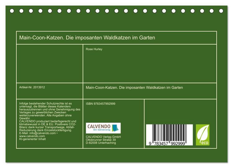 Produktbild: Main-Coon-Katzen. Die imposanten Waldkatzen im Garten (Tischkalender 2026 DIN A5 quer), CALVENDO Monatskalender