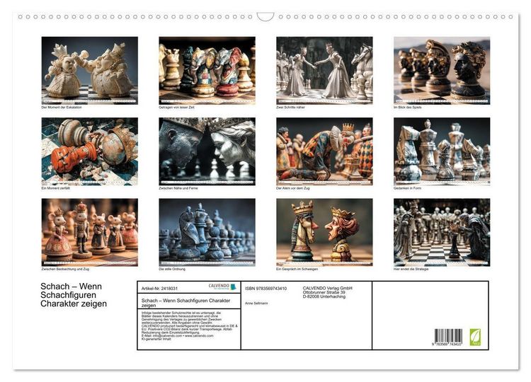 Produktbild: Schach &ndash; Wenn Schachfiguren Charakter zeigen (Wandkalender 2027 DIN A2 quer), CALVENDO Monatskalender