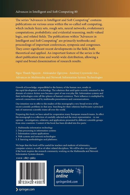 Produktbild: Advances in Multimedia and Network Information System Technologies