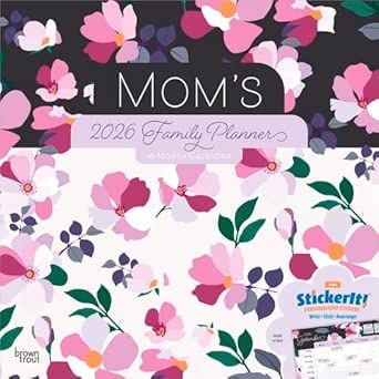 Produktbild: Mom's Family Planner 2026 12 X 24 Inch (Hanging) Monthly Square Wall Calendar Matte Paper and Sticker Sheet Plastic-Free