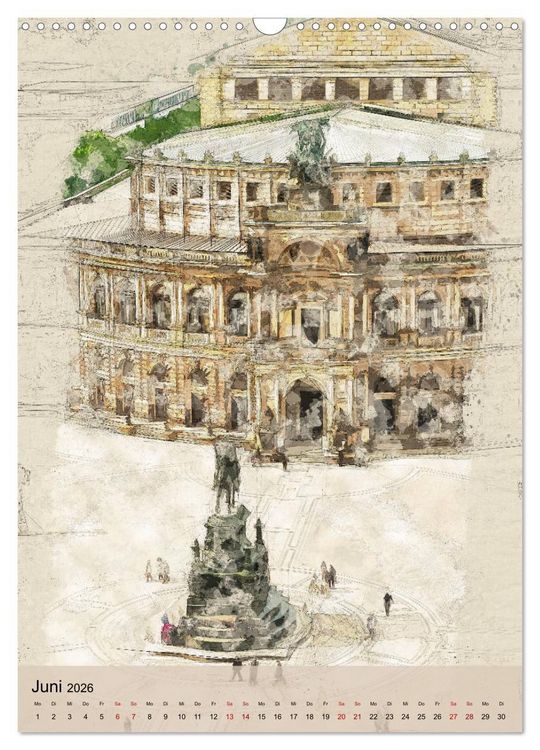 Produktbild: Dresden wie gemalt (Wandkalender 2026 DIN A3 hoch), CALVENDO Monatskalender