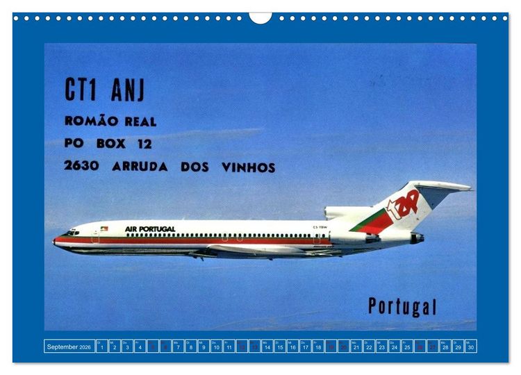 Produktbild: &Uuml;ber den Wolken - Flugzeuge des 20. Jahrhunderts auf Amateurfunkkarten (Wandkalender 2026 DIN A3 quer), CALVENDO Monatskalender
