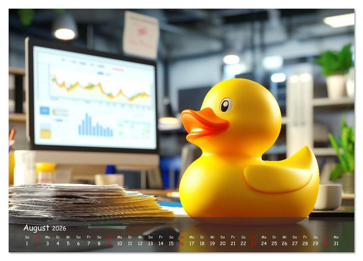 Produktbild: Badeenten Kalender - Quietscheenten in der Berufswelt (Tischkalender 2026 DIN A5 quer), CALVENDO Monatskalender