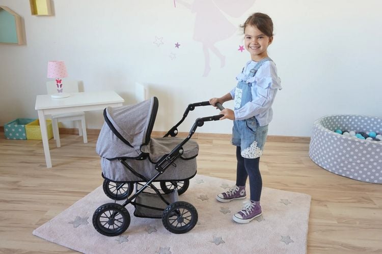 Produktbild: Knorrtoys 63487 - Puppenwagen First Stone Black, klappbar, Schieberh&ouml;he: 40-66cm