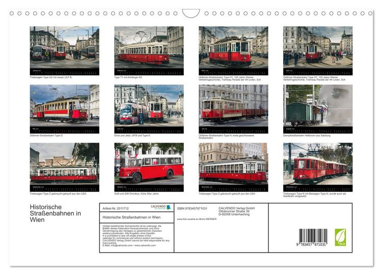 Produktbild: Historische Stra&szlig;enbahnen in Wien (Wandkalender 2026 DIN A3 quer), CALVENDO Monatskalender