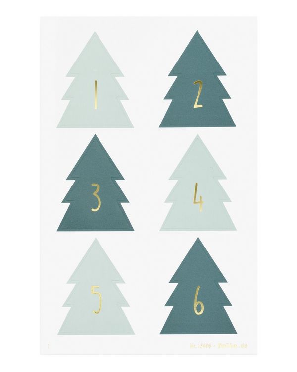 Produktbild: FOLIA Bastelartikel Adventskalendersticker CHRISTMAS TREE, 4 Blatt in 9x14cm