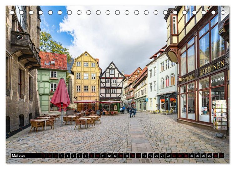Produktbild: Fachwerkstadt Quedlinburg (Tischkalender 2026 DIN A5 quer), CALVENDO Monatskalender