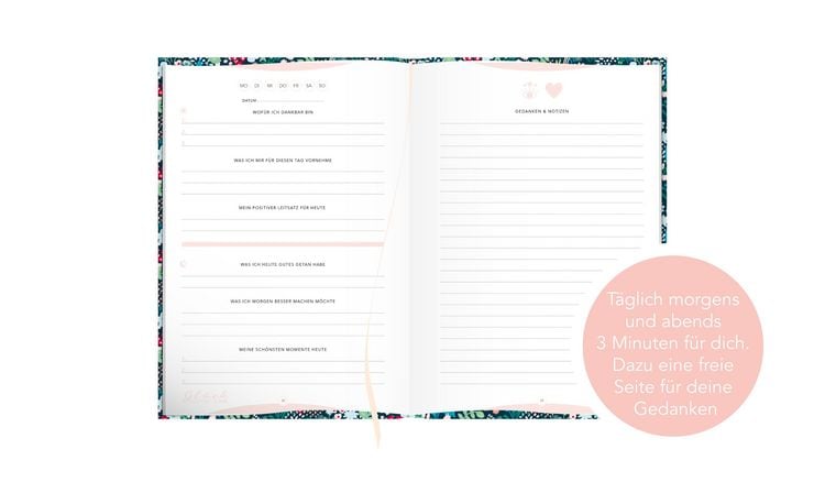 Produktbild: Das Tagebuch das gl&uuml;cklich macht (Special Edition): 6 Minuten am Tag f&uuml;r mehr Gl&uuml;ck, Positivit&auml;t, Dankbarkeit und Erfolg. Dankbarkeitstagebuch zum Ausf&uuml;llen f&uuml;r jeden Tag. 6 Minuten Tagebuch f&uuml;r mehr Achtsamkeit. 12 Wochen Tagebuch in rosa