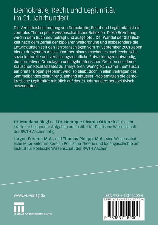 Produktbild: Demokratie, Recht und Legitimit&auml;t im 21. Jahrhundert