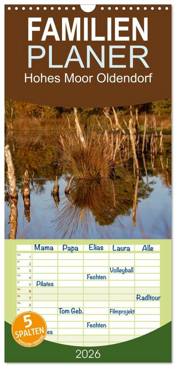 Produktbild: Familienplaner 2026 - Hohes Moor Oldendorf mit 5 Spalten (Wandkalender, 21 x 45 cm) CALVENDO