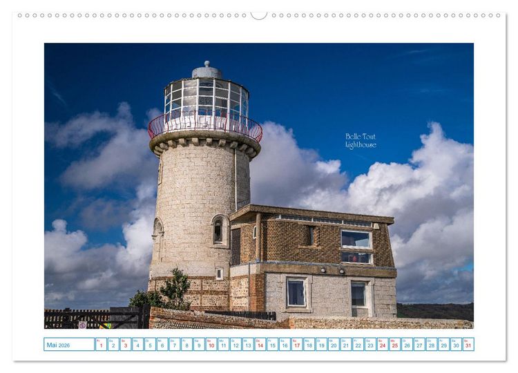 Produktbild: Leuchtt&uuml;rme entlang der britischen K&uuml;ste (hochwertiger Premium Wandkalender 2026 DIN A2 quer), Kunstdruck in Hochglanz