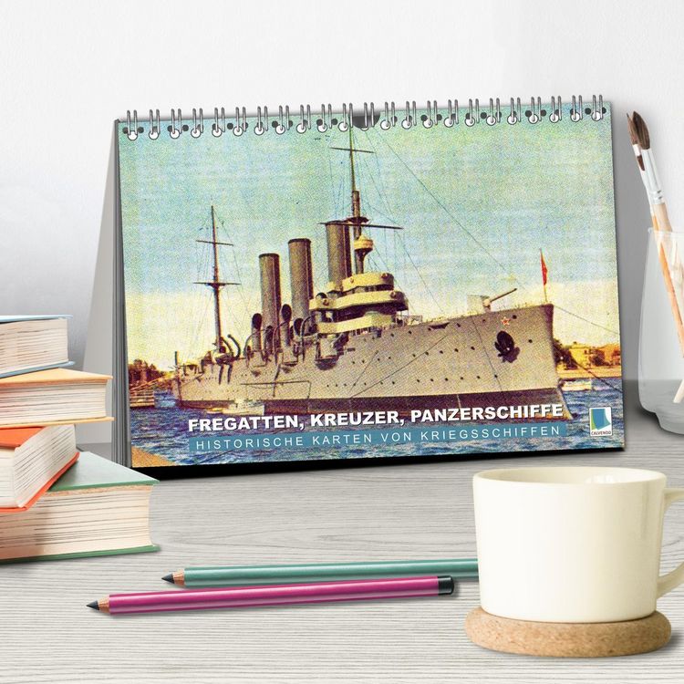 Produktbild: Fregatten, Kreuzer, Panzerschiffe &ndash; historische Karten von Kriegsschiffen (Tischkalender 2026 DIN A5 quer), CALVENDO Monatskalender