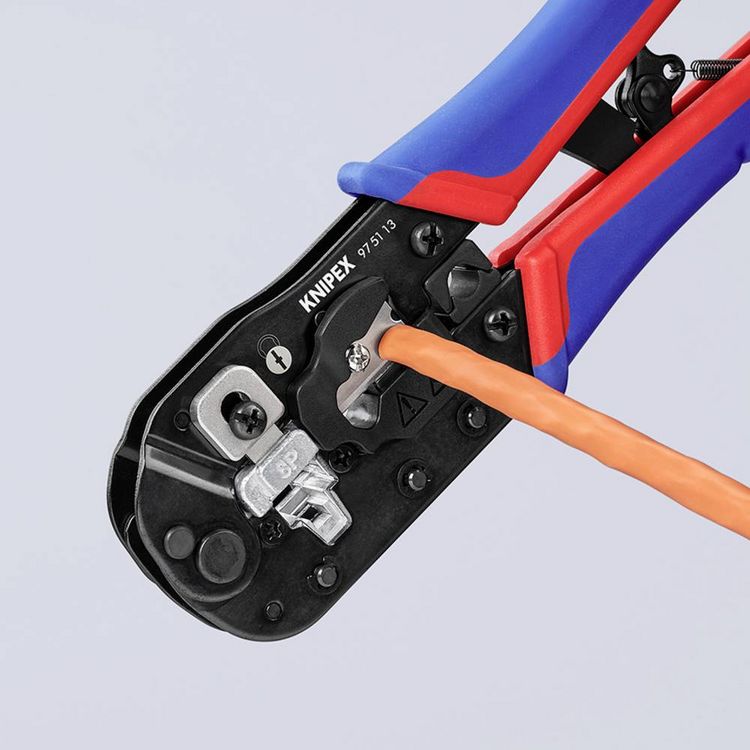 Produktbild: Knipex Crimpzange f&uuml;r RJ45-Westernstecker 97 51 13 Crimpzange