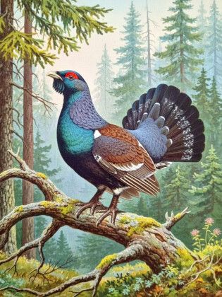 Produktbild: CALVENDO Puzzle Auerhahn - seltener Vogel als Gem&auml;lde | 1000 Teile Lege-Gr&ouml;&szlig;e 64x48cm Foto-Puzzle f&uuml;r gl&uuml;ckliche Stunden