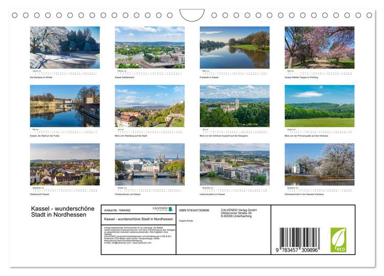 Produktbild: Kassel - wundersch&ouml;ne Stadt in Nordhessen (Wandkalender 2026 DIN A4 quer), CALVENDO Monatskalender