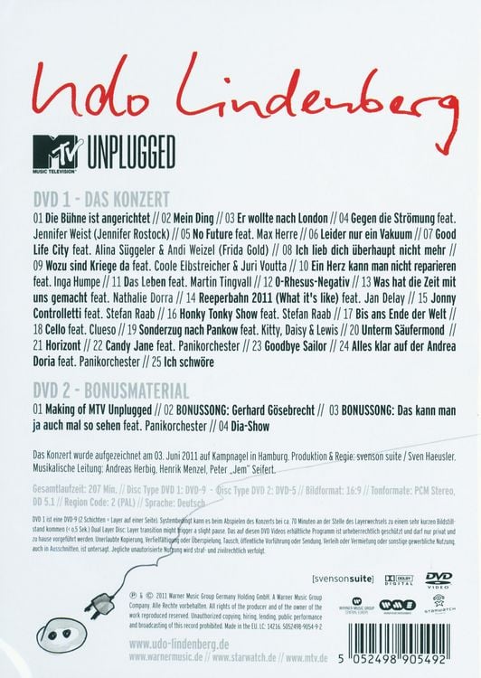 Produktbild: Udo Lindenberg - MTV Unplugged / Live aus dem Hotel Atlantic [2 DVDs]