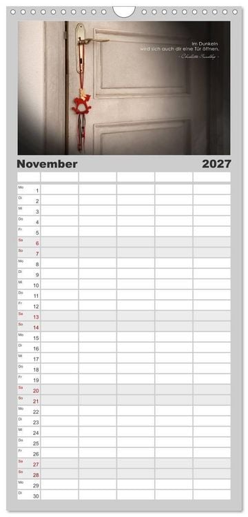 Produktbild: Familienplaner 2027 - Mit guten Gedanken durch das Jahr mit 5 Spalten (Wandkalender, 21 x 45 cm) CALVENDO