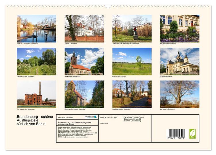 Produktbild: Brandenburg - sch&ouml;ne Ausflugsziele s&uuml;dlich von Berlin (hochwertiger Premium Wandkalender 2026 DIN A2 quer), Kunstdruck in Hochglanz