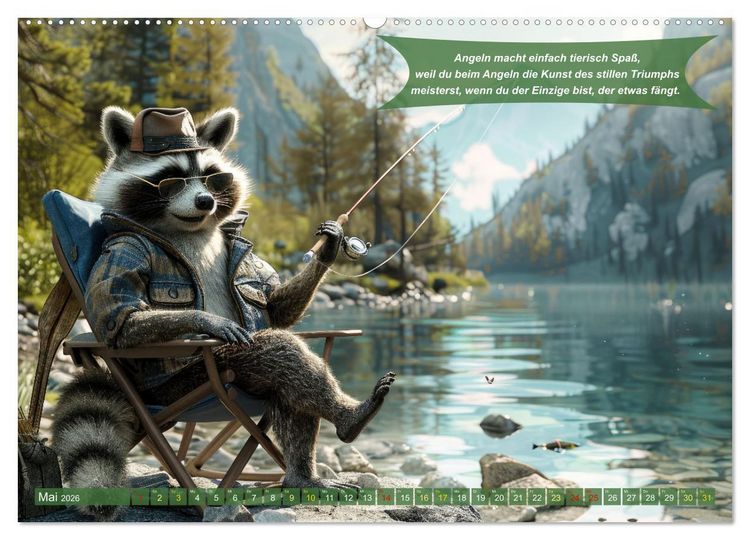 Produktbild: Der tierisch lustige Angler-Kalender (hochwertiger Premium Wandkalender 2026 DIN A2 quer), Kunstdruck in Hochglanz