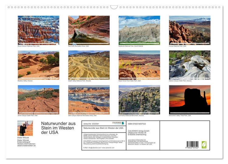 Produktbild: Naturwunder aus Stein im Westen der USA (Wandkalender 2026 DIN A2 quer), CALVENDO Monatskalender