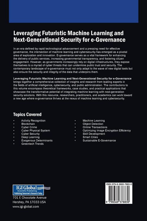 Produktbild: Leveraging Futuristic Machine Learning and Next-Generational Security for e-Governance