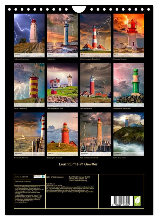 Produktbild: Leuchtt&uuml;rme im Gewitter (Wandkalender 2026 DIN A4 hoch), CALVENDO Monatskalender
