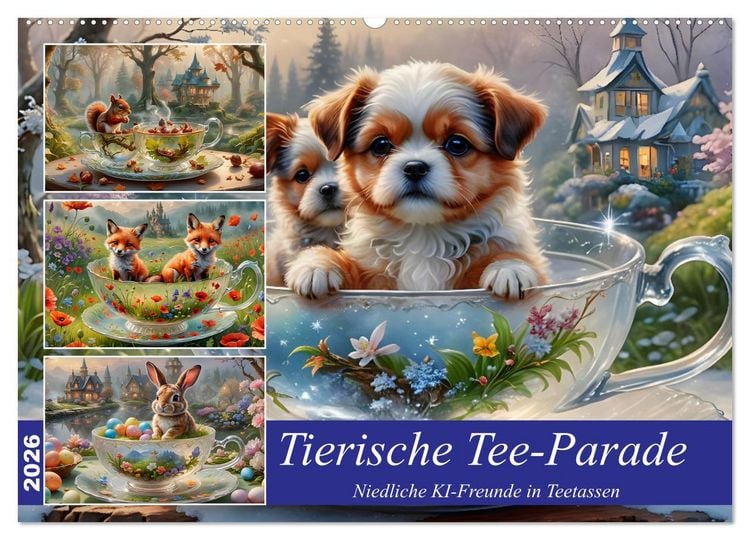 Produktbild: Tierische Tee-Parade (Wandkalender 2026 DIN A2 quer), CALVENDO Monatskalender