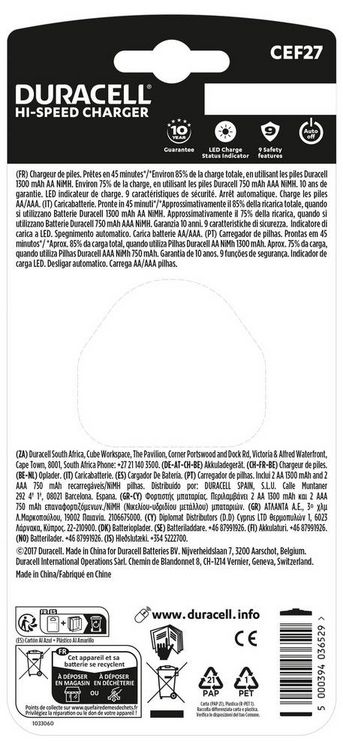Produktbild: Duracell Advanced Charger CEF27 Rundzellen-Ladeger&auml;t NiMH Micro (AAA), Mignon (AA)