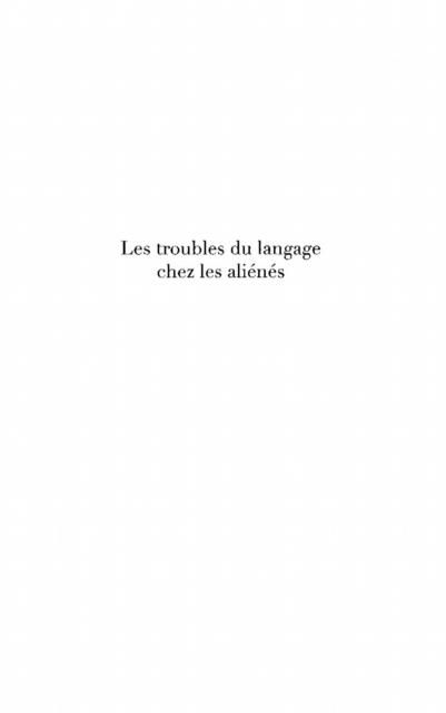 Produktbild: Troubles du langage chez les alienes Les