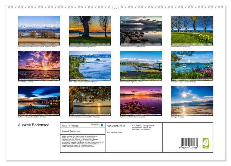 Produktbild: Auszeit Bodensee (hochwertiger Premium Wandkalender 2026 DIN A2 quer), Kunstdruck in Hochglanz