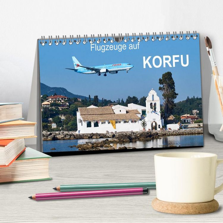 Produktbild: Flugzeuge auf Korfu (Tischkalender 2027 DIN A5 quer), CALVENDO Monatskalender