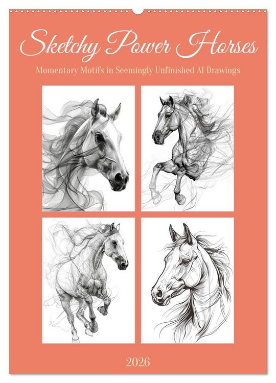 Produktbild: Sketchy Power Horses (Wall Calendar 2026 DIN A2 portrait), CALVENDO 12 Month Wall Calendar