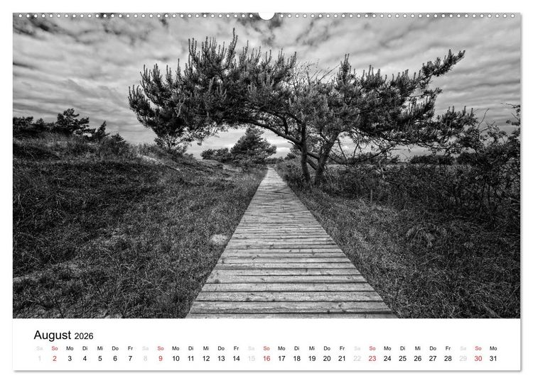 Produktbild: Ostseebad Zingst - Impressionen in Schwarz-Wei&szlig; (Wandkalender 2026 DIN A2 quer), CALVENDO Monatskalender