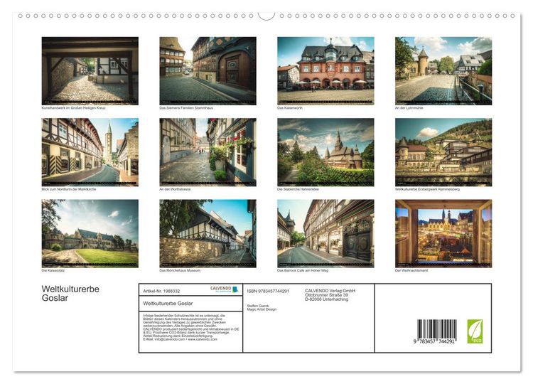 Produktbild: Weltkulturerbe Goslar (hochwertiger Premium Wandkalender 2026 DIN A2 quer), Kunstdruck in Hochglanz