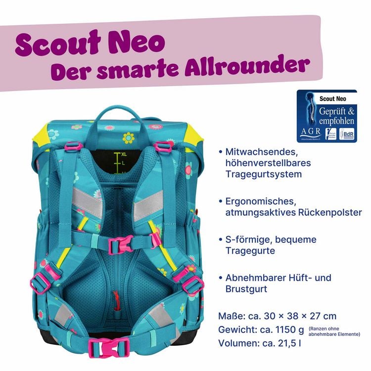 Produktbild: Scout Schulranzen Set Neo, Schulranzen Set, 4tlg, Little Flowers