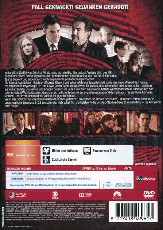 Produktbild: Criminal Minds - Die komplette elfte Staffel [5 DVDs]