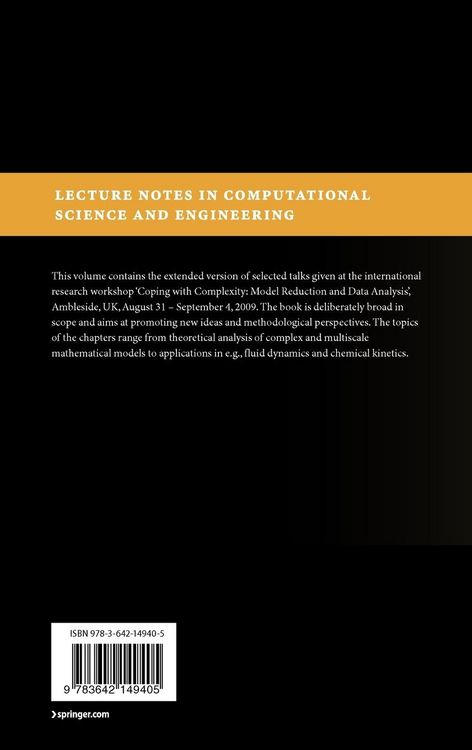 Produktbild: Coping with Complexity: Model Reduction and Data Analysis