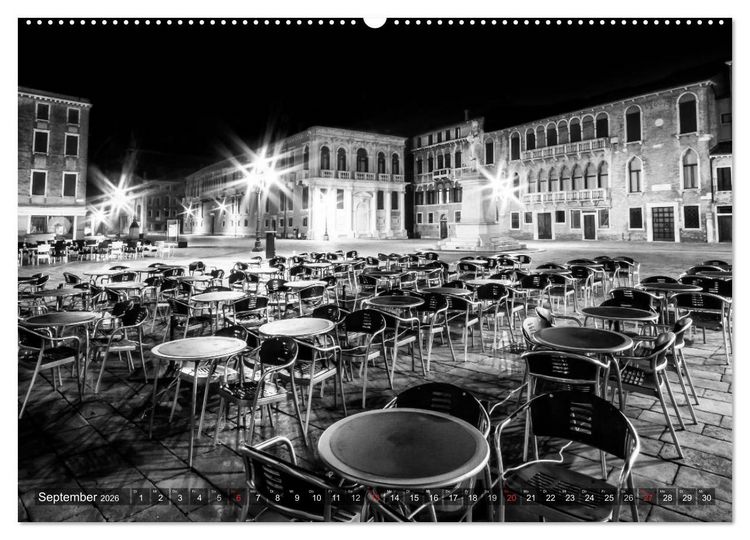 Produktbild: Leuchtendes Venedig &hellip;in monochrom (hochwertiger Premium Wandkalender 2026 DIN A2 quer), Kunstdruck in Hochglanz