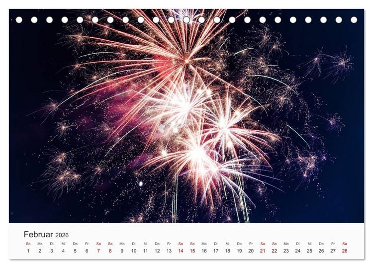 Produktbild: Feuerwerke - Kunstwerke am Himmel (Tischkalender 2026 DIN A5 quer), CALVENDO Monatskalender