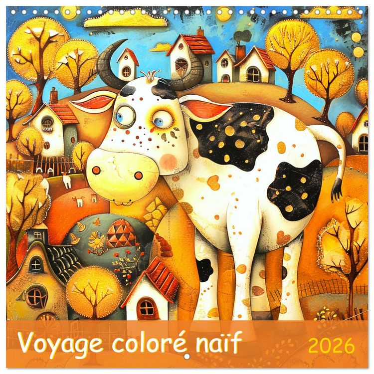 Produktbild: Voyage color&eacute; na&iuml;f (Calendrier mural carr&eacute; 2026 30x30 cm) Calendrier double avec une page pour vos prises de notes
