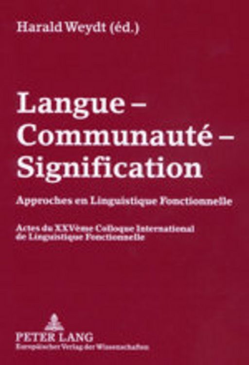 Produktbild: Langue &ndash; Communaut&eacute; &ndash; Signification