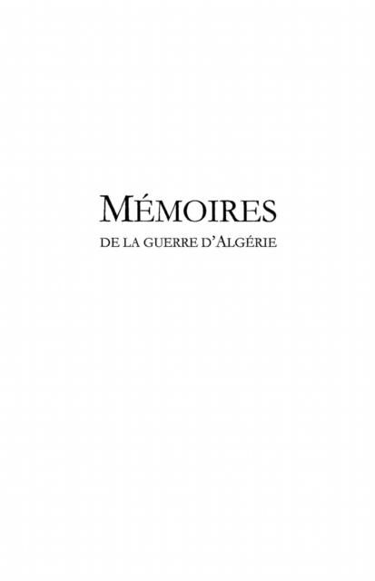 Produktbild: Memoires de la guerre d'Algerie