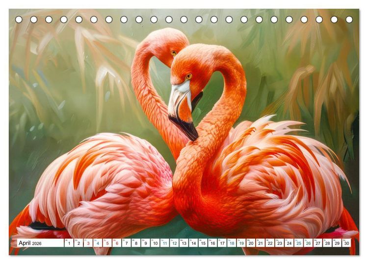 Produktbild: Ein Herz f&uuml;r Flamingos (Tischkalender 2026 DIN A5 quer), CALVENDO Monatskalender