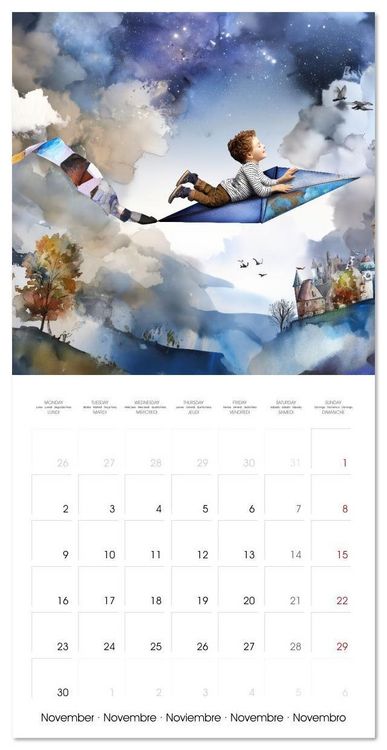 Produktbild: Les r&ecirc;ves enfantins (Calendrier mural carr&eacute; 2026 30x30 cm) Calendrier double avec une page pour vos prises de notes