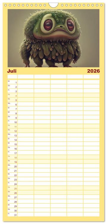Produktbild: Familienplaner 2026 - Keine Angst vor Monstern mit 5 Spalten (Wandkalender, 21 x 45 cm) CALVENDO