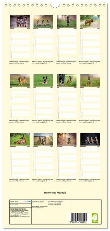 Produktbild: Familienplaner 2027 - Traumhund Malinois mit 5 Spalten (Wandkalender, 21 x 45 cm) CALVENDO