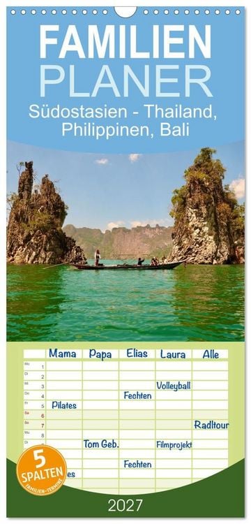 Produktbild: Familienplaner 2027 - S&uuml;dostasien - Thailand, Philippinen, Bali mit 5 Spalten (Wandkalender, 21 x 45 cm) CALVENDO