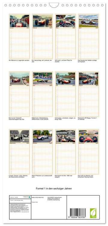 Produktbild: Familienplaner 2027 - Formel 1 in den sechziger Jahren mit 5 Spalten (Wandkalender, 21 x 45 cm) CALVENDO