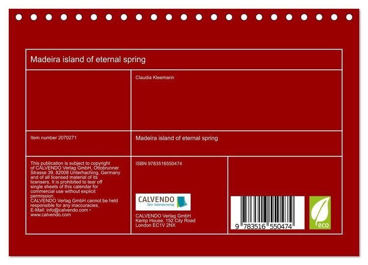 Produktbild: Madeira island of eternal spring (Desk Calendar 2026 DIN A5 landscape), CALVENDO 12 Month DeskCalendar